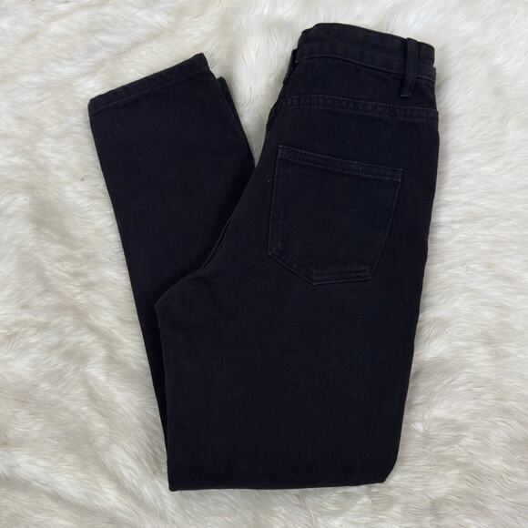 Princess Polly Jeans Women's Size 2 Black High Rise Mom Button Fly Cotton - Picture 3 of 8